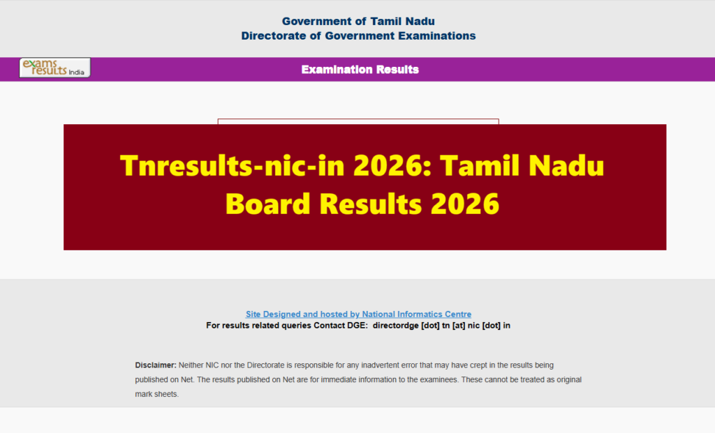 tnresults.nic.in 2026 10th 11th 12th Results link